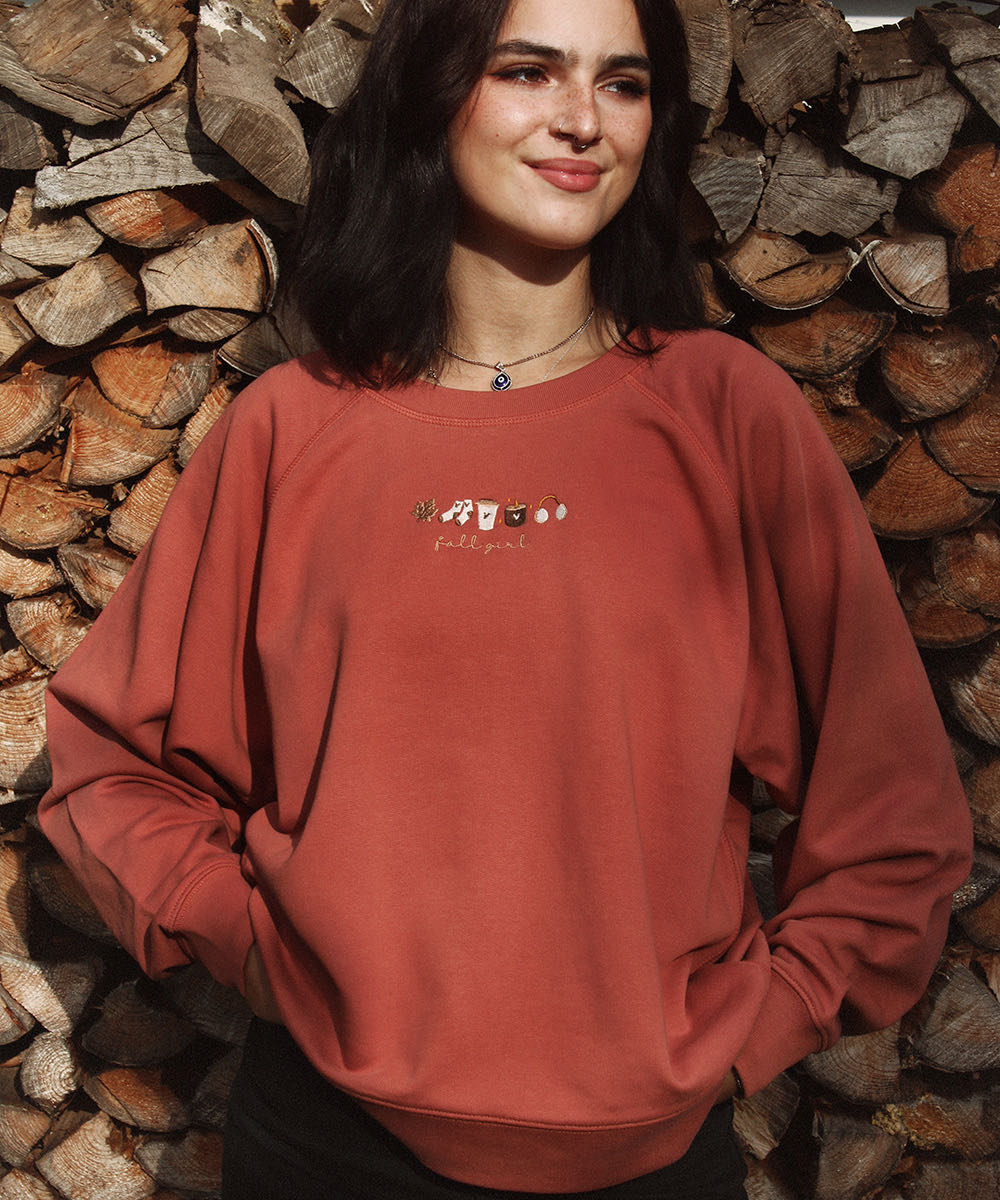 Hygge Fall sweater in rust red