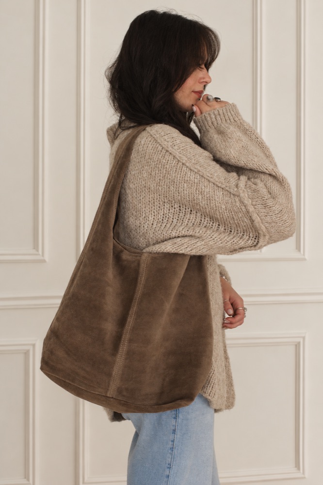 Oversize Strickpullover in beige