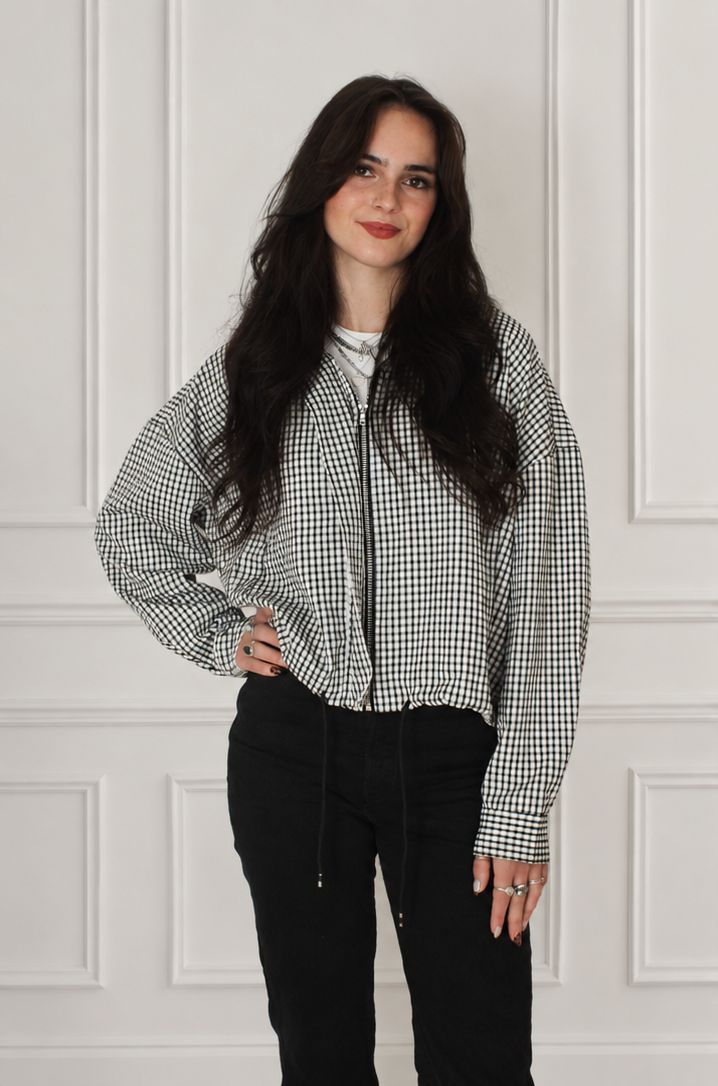 Oversize Jacke Schwarz und Weiß kariert